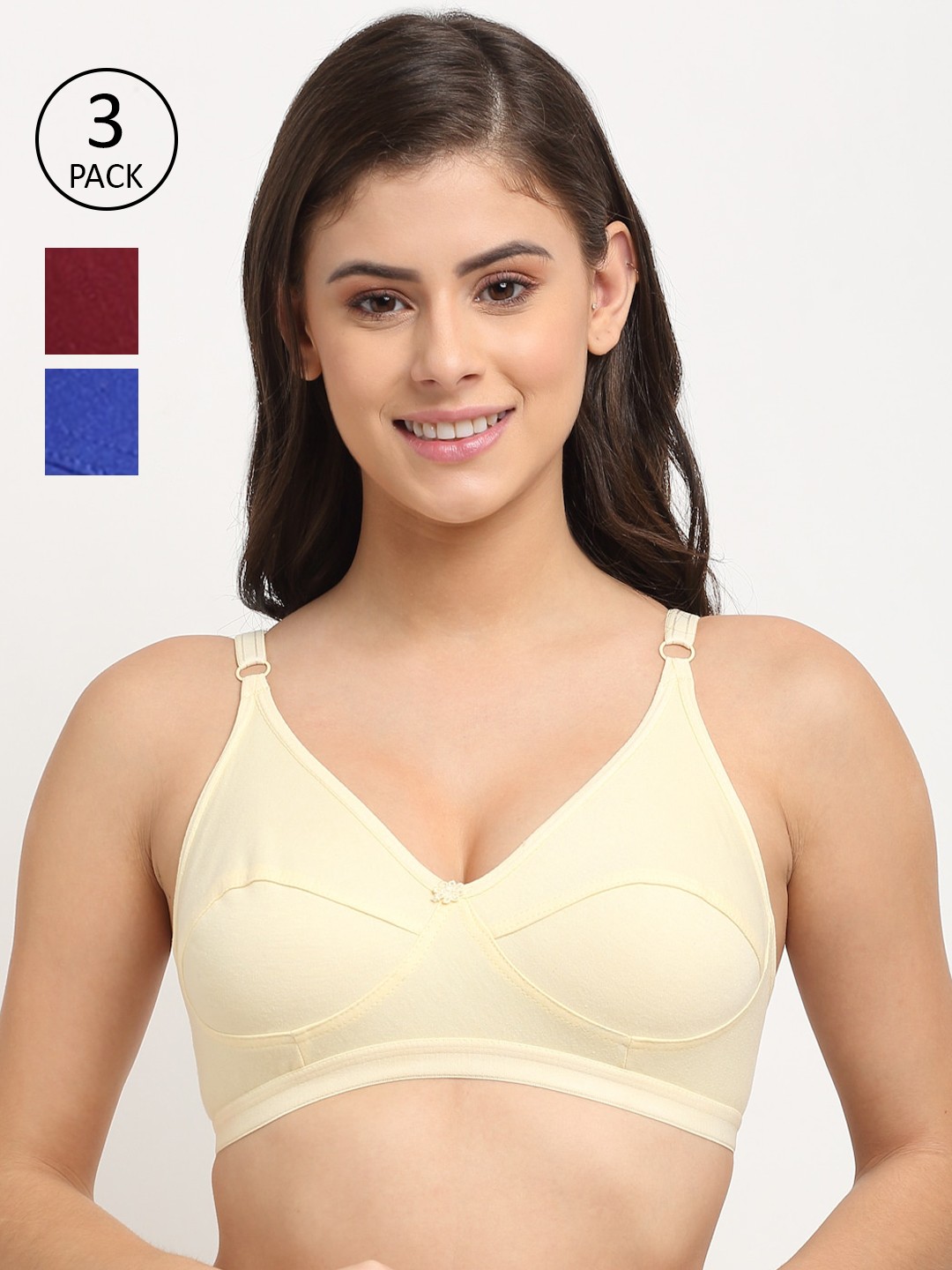 

Friskers Maroon & Blue Pack of 3 Bra