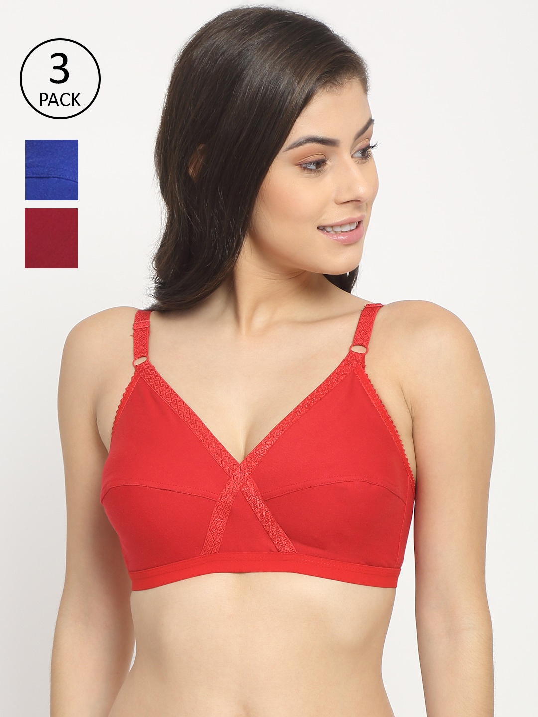 

Friskers Pack of 3 Red & Blue Everyday Bra