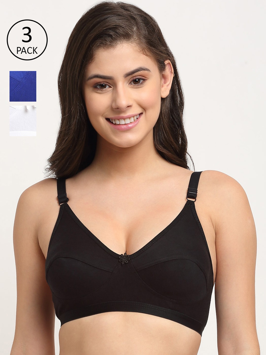 

Friskers Pack of 3 Balconette Bra, Blue