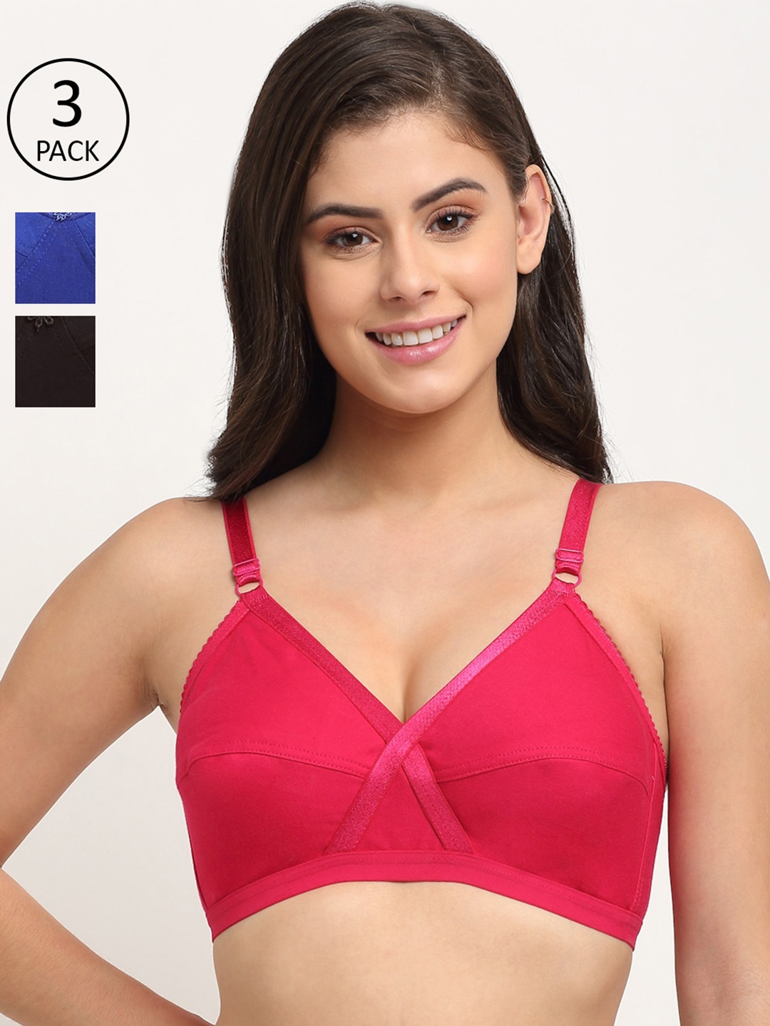 

Friskers Pack Of 3 Cotton Bra, Orange