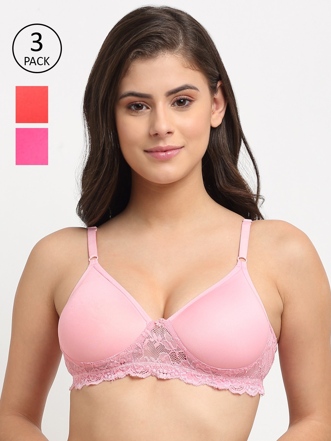 

Friskers Pack of 3 Bra Lightly Padded, Red