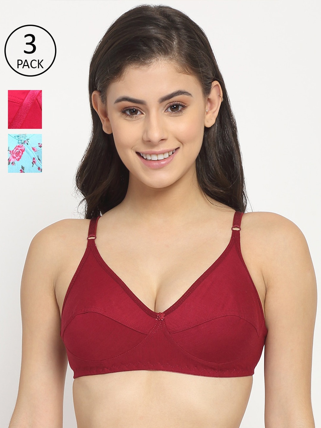 

Friskers Coral & Turquoise Blue Pack of 3 Bras