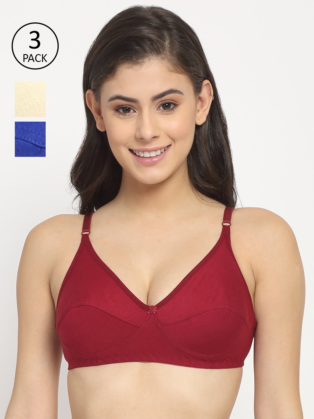 

Friskers Pack Of 3 Balconette Bra, Beige