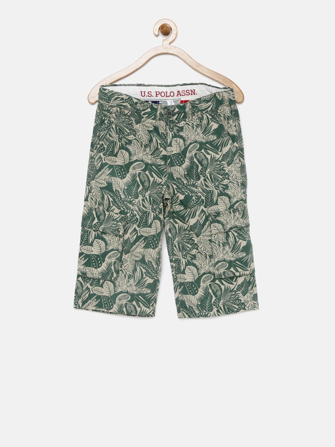 

U.S. Polo Assn. Kids Boys Green Printed Regular Fit Shorts