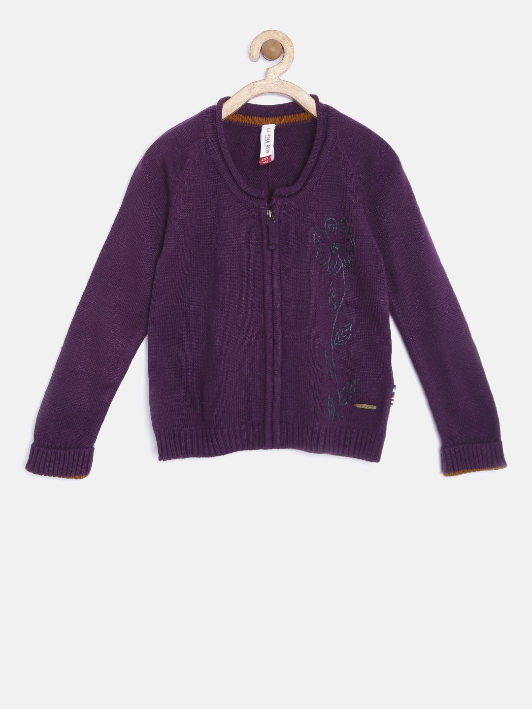 

U.S. Polo Assn. Kids Girls Purple Patterned Cardigan