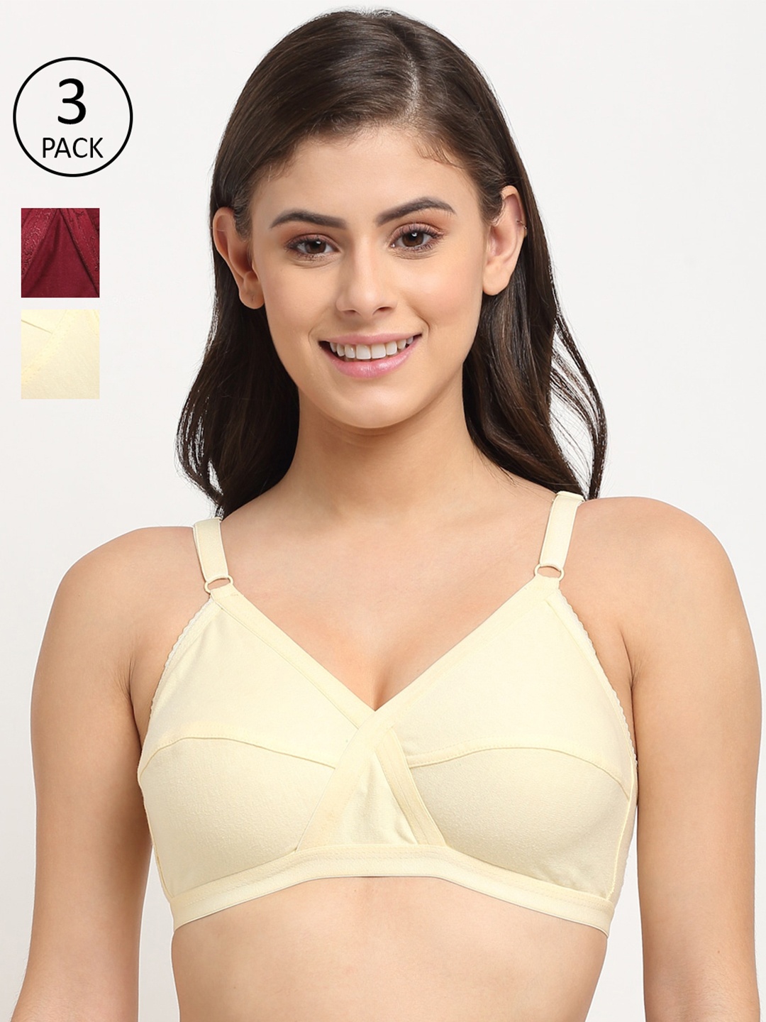 

Friskers Pack Of 3 Non Padded Bra O-312-09-312-14-318-09-30, Beige