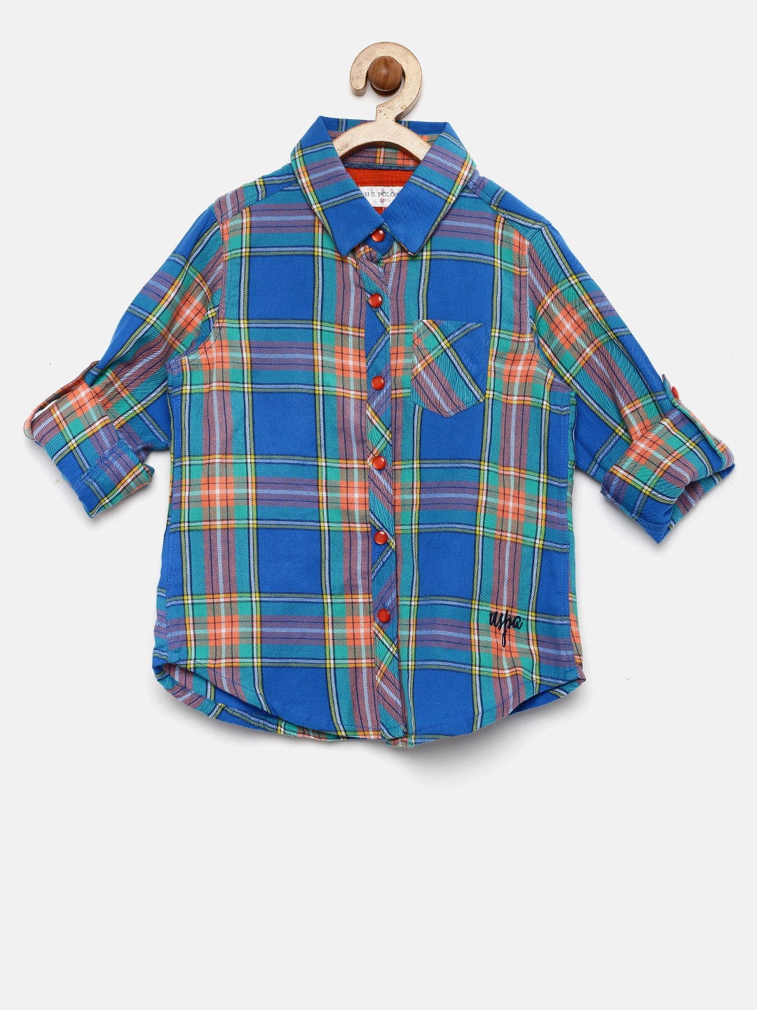 

U.S. Polo Assn. Kids Girls Blue Checked Casual Shirt