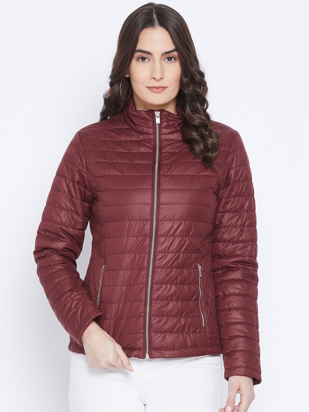 

Madame Women Maroon oxblood red Lightweight Padded Jacket