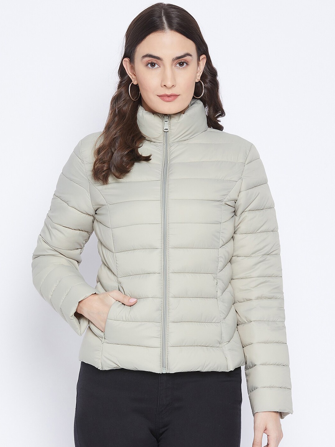 

Madame Women Green Lightweight Puffer Jacket