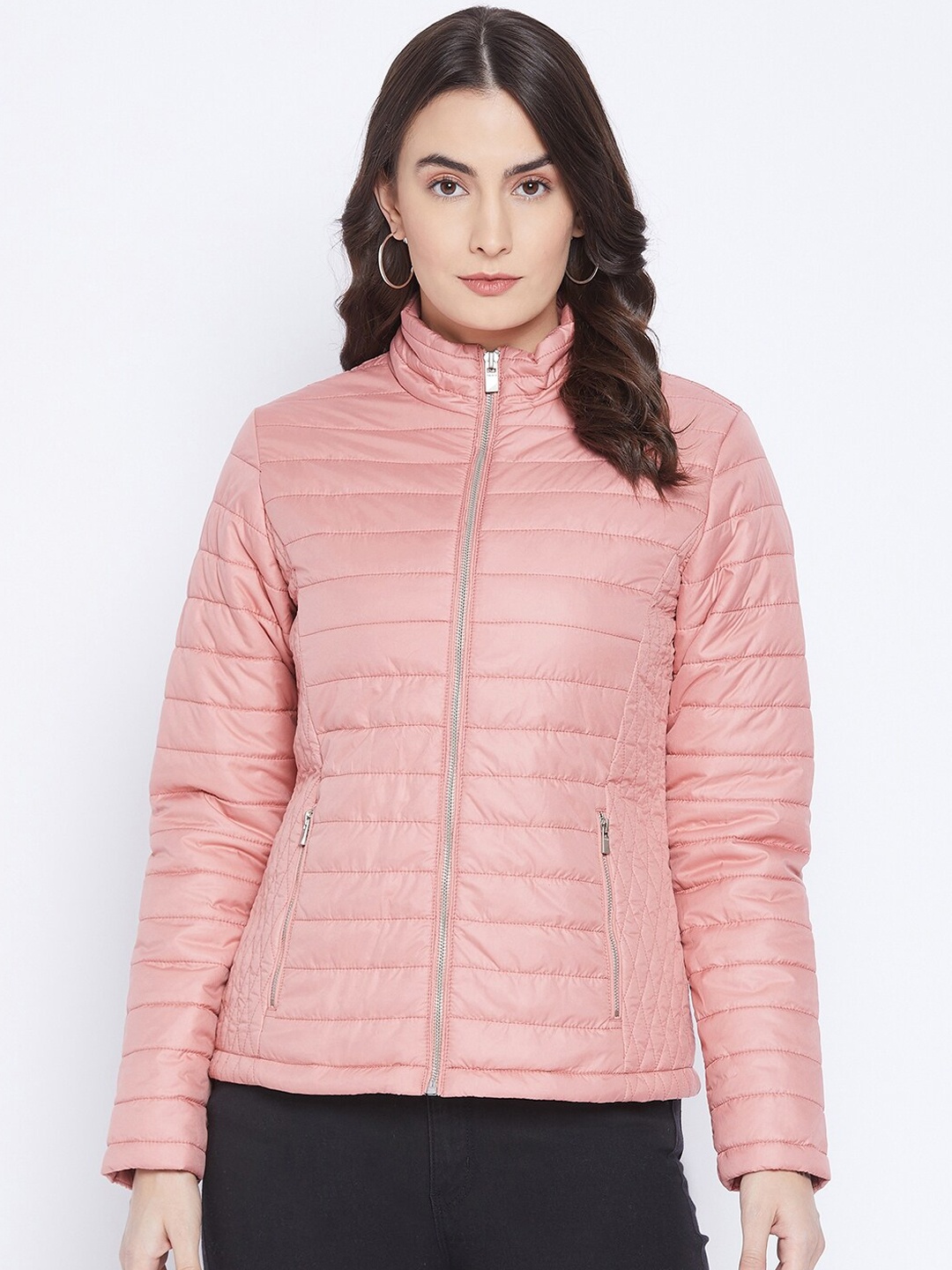 

Madame Women Peach-Coloured Lightweight Puffer Jacket