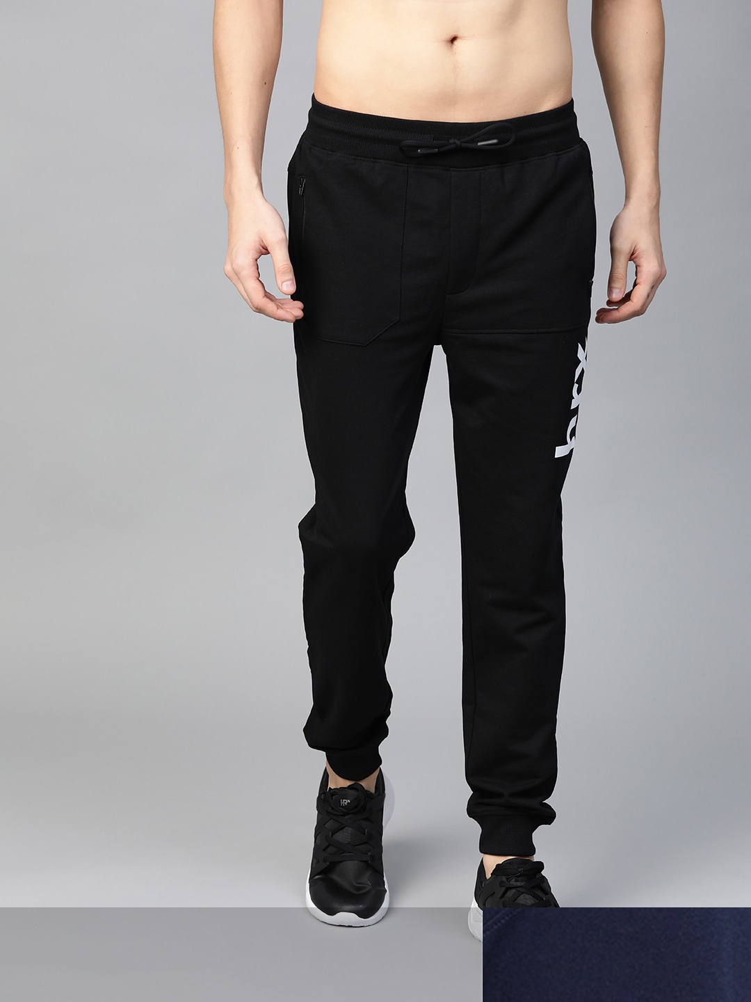 

HRX by Hrithik Roshan Lifestyle Men Pack Of 2 Bio-Wash Joggers, Navy blue