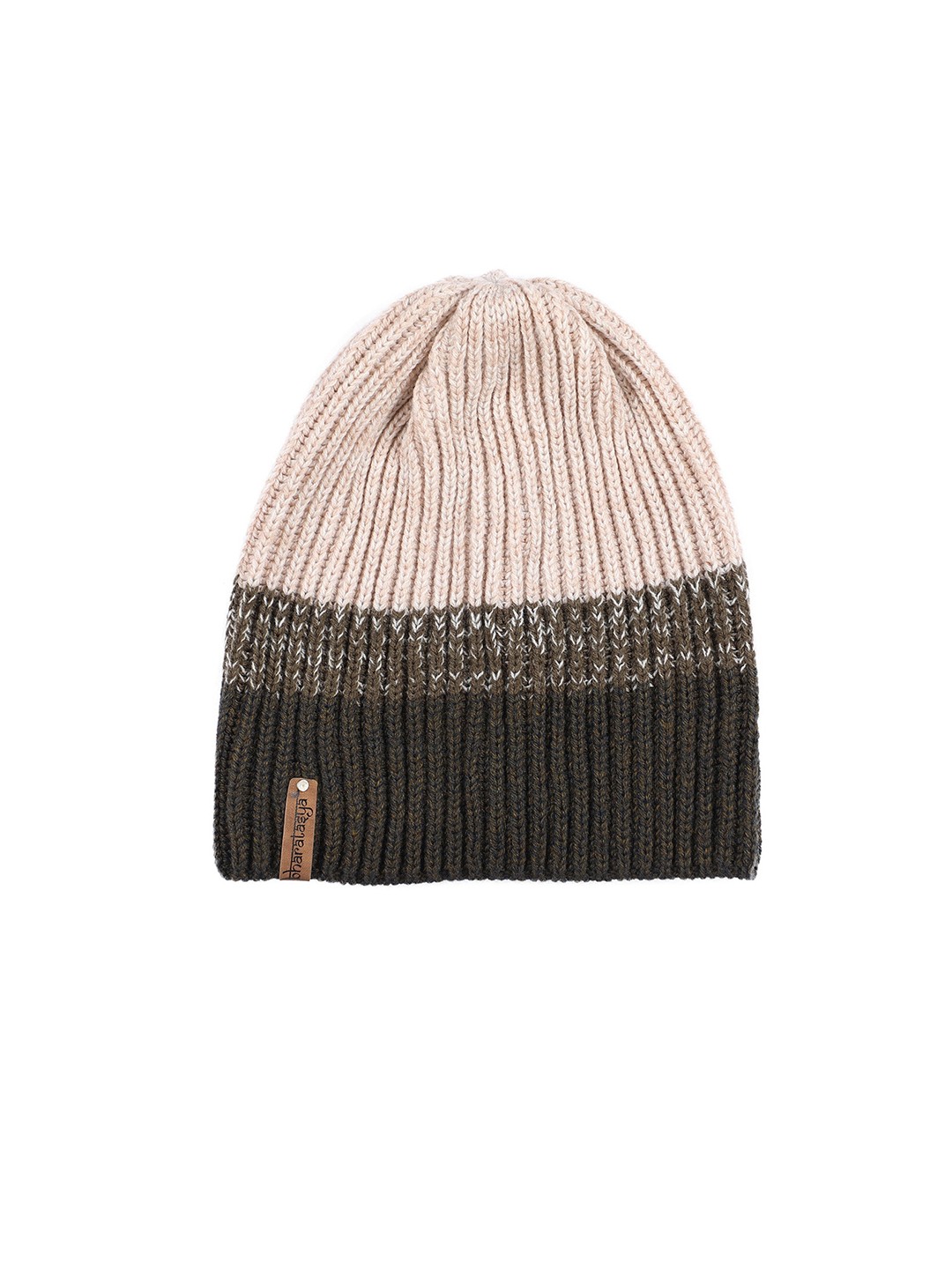 

Bharatasya Men Beige & Black Acrylic Beanie