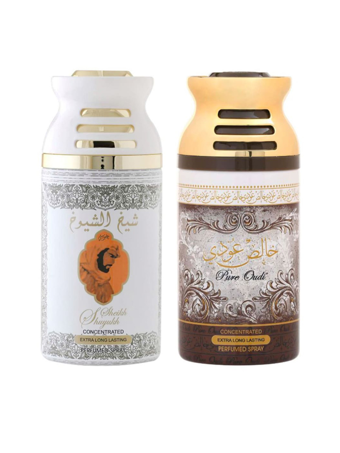 

Lattafa Set of 2 Sheik Al Suyukh Kususi & Pure Oudi Perfumed Deodorant Body Spray 250ml, White