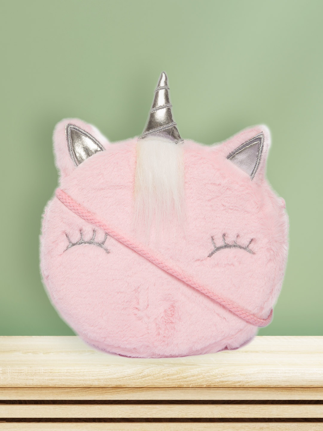 

POPLINS Pink Animal Textured Structured Sling Bag with Applique