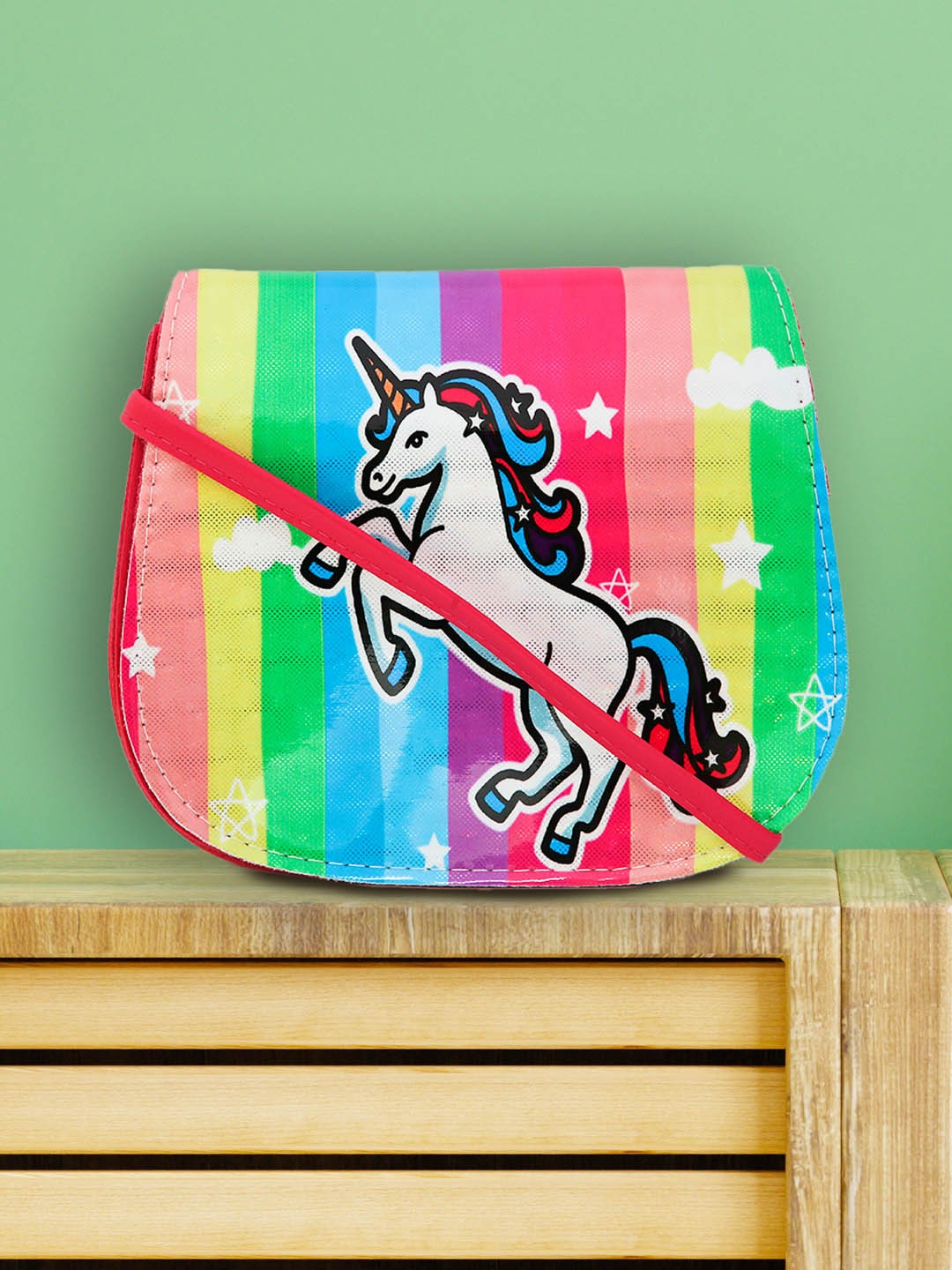 

POPLINS Girls Red Unicorn Printed Structured Sling Bag