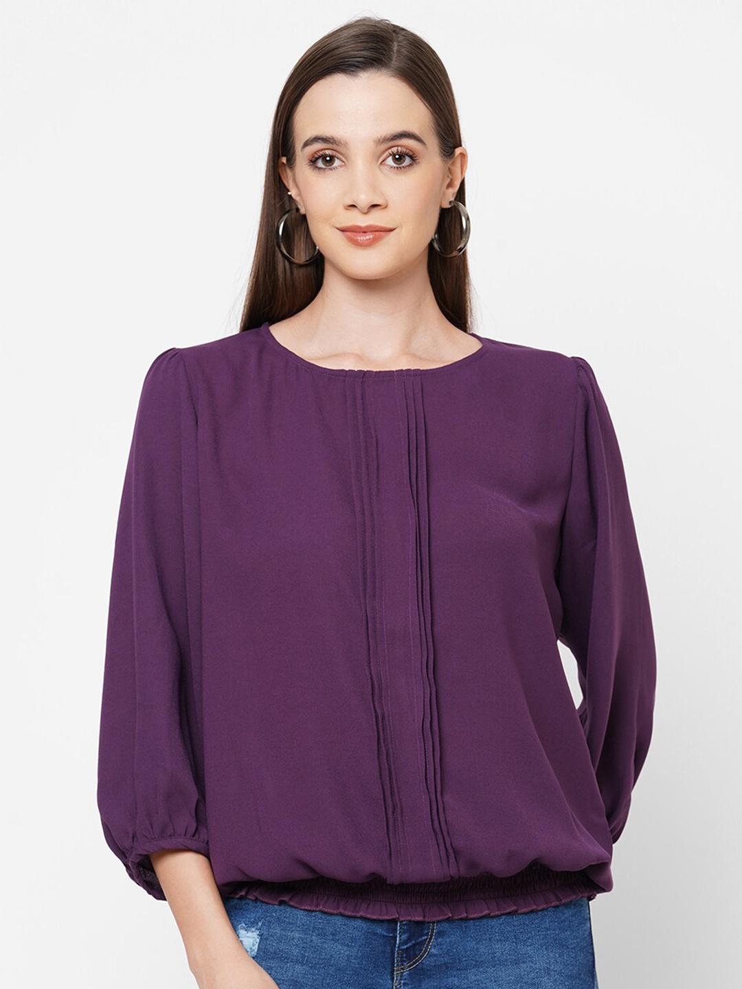 

109F Purple Blouson Top