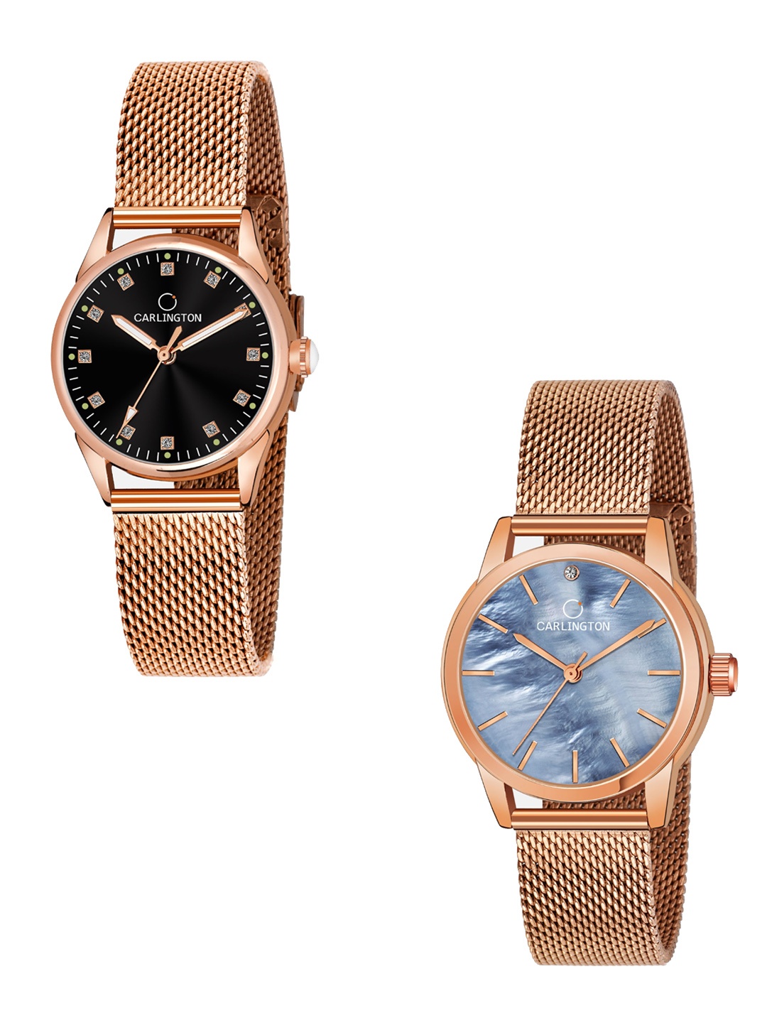 

CARLINGTON Women Set Of 2 Multicoloured Dial Bracelet Style Straps Analogue Watch, Multi