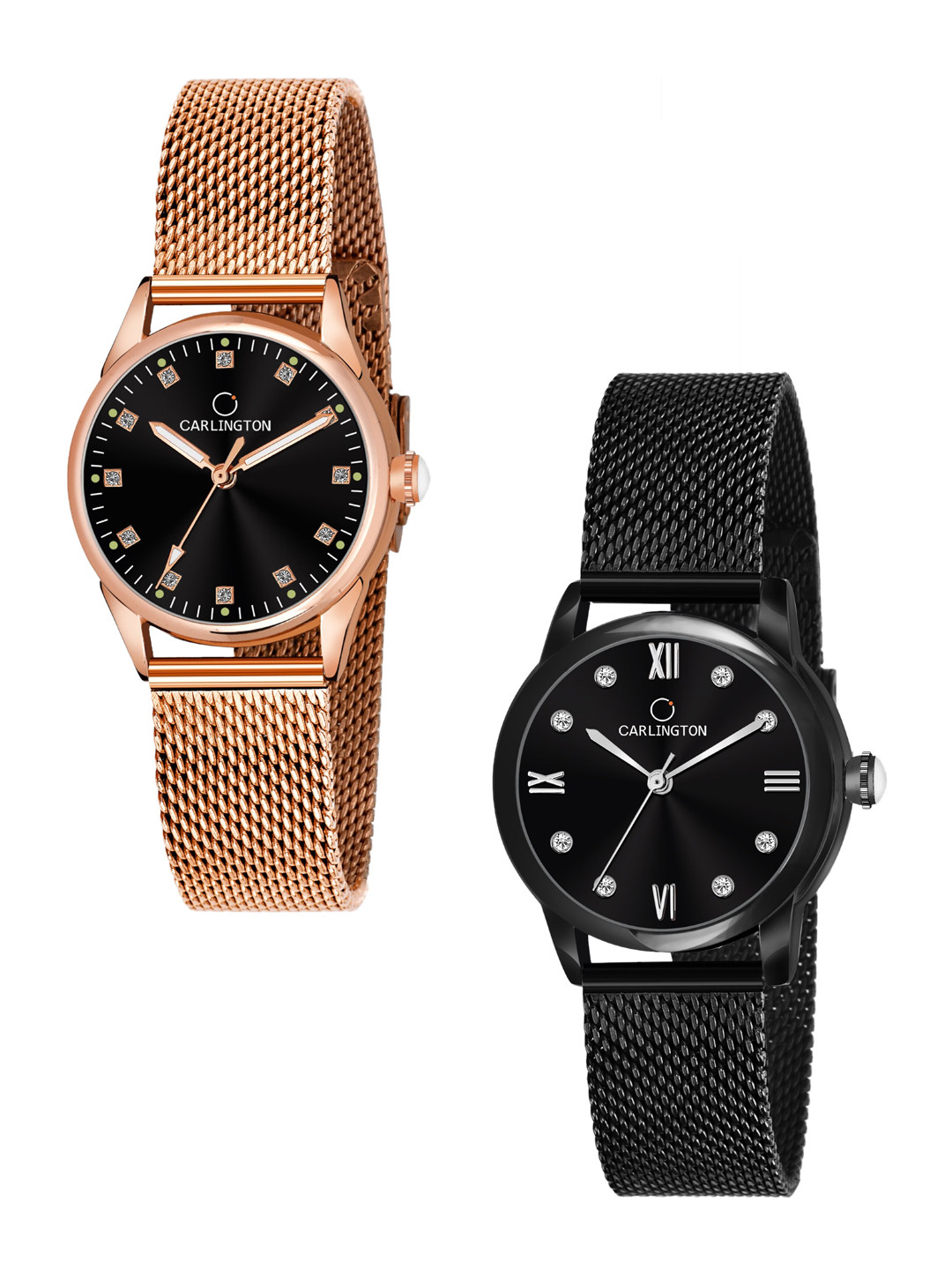 

CARLINGTON Women Set Of 2 Multicoloured Dial Stainless Steel Analogue Watch, Multi