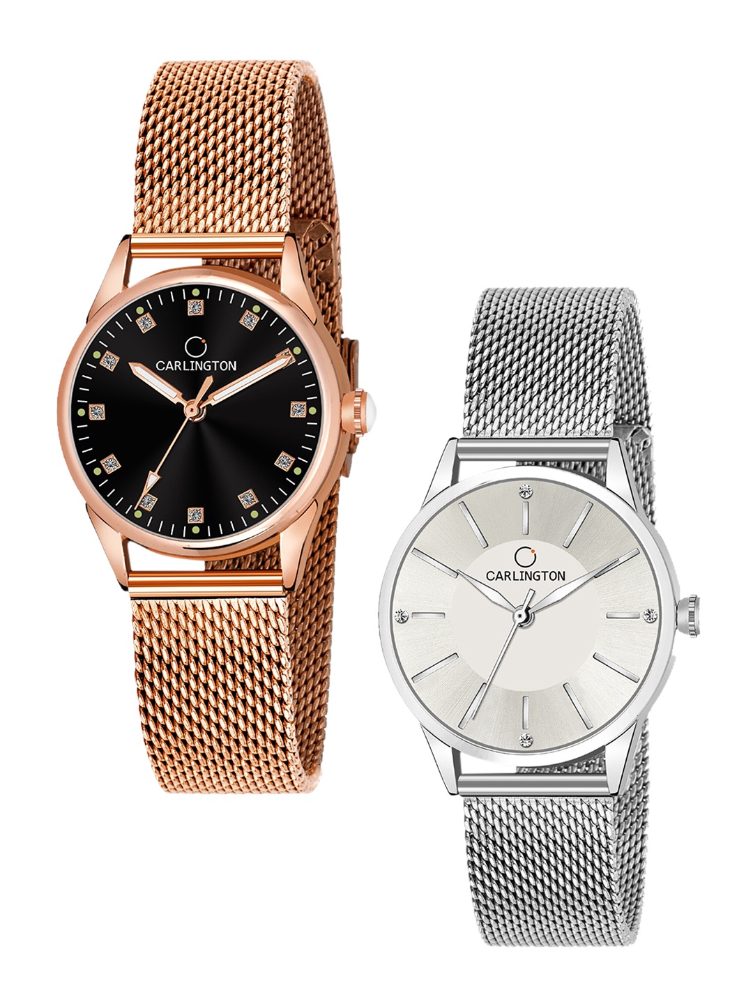 

CARLINGTON Woman Pack of 2 Multicoloured Dial & Multicoloured Stainless Steel Watch, Multi