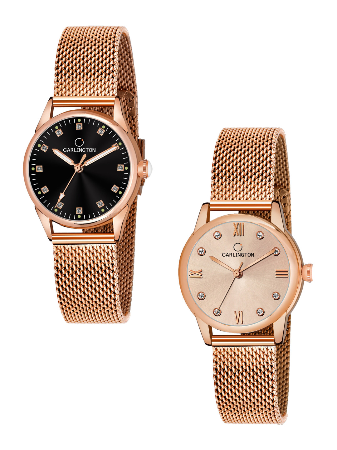 

CARLINGTON Women Set Of 2 Multicoloured Dial Bracelet Style Straps Analogue Watch, Multi