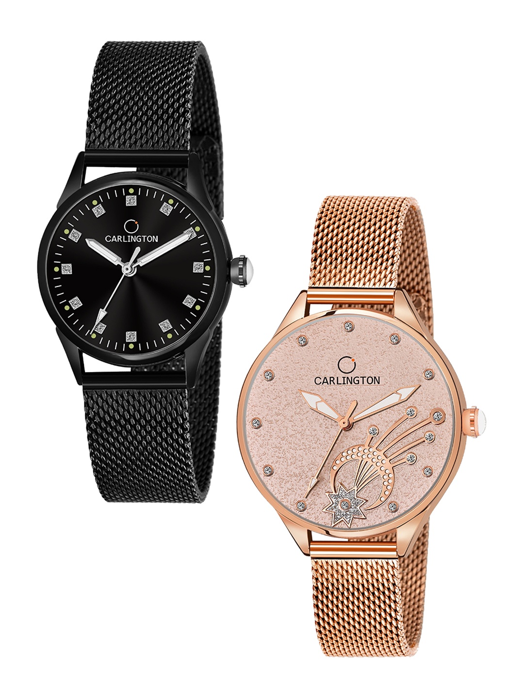 

CARLINGTON Woman Pack of 2Multicoloured Dial & Multicoloured Bracelet Style Straps Watch, Multi
