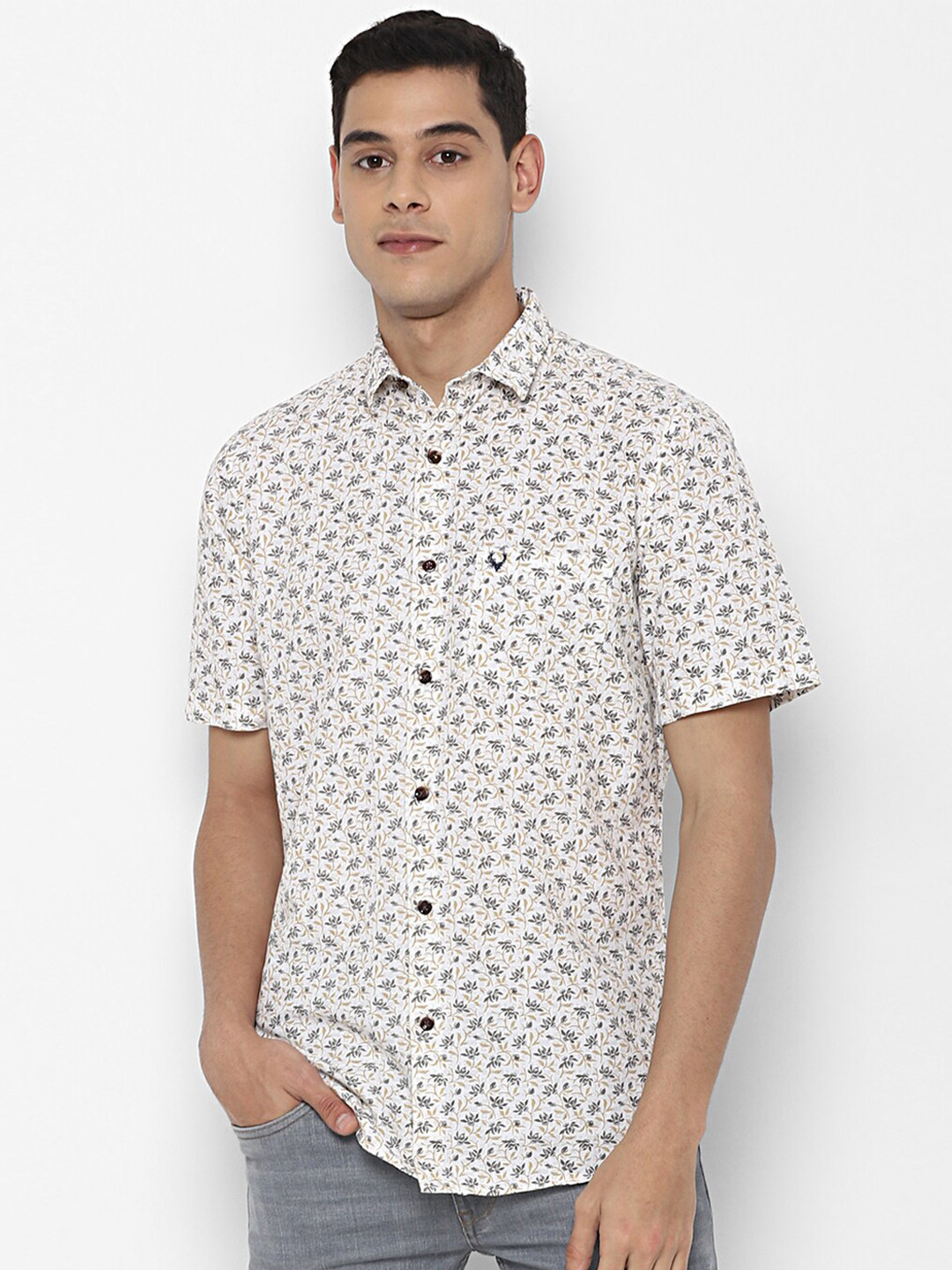 

Allen Solly Men White Slim Fit Floral Printed Casual Shirt