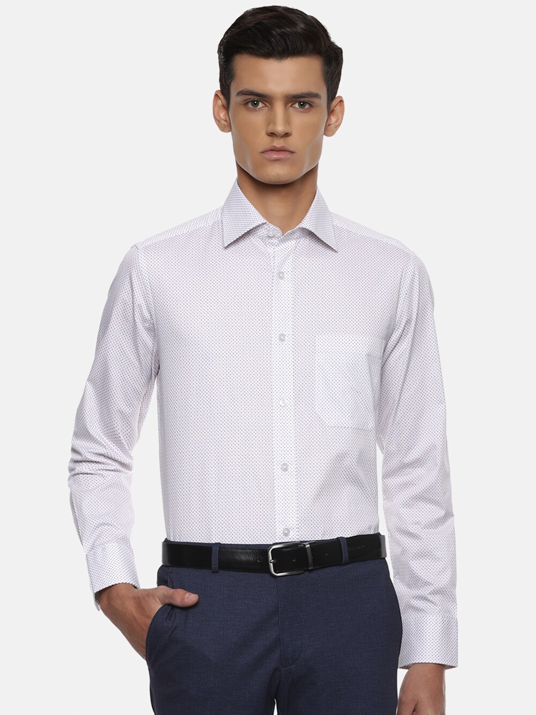 

Louis Philippe Men White Slim Fit Printed Formal Shirt