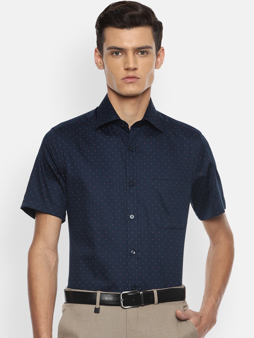 

Louis Philippe Men Navy Blue Printed Formal Shirt