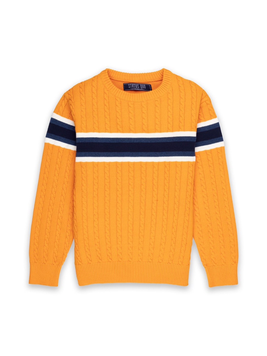 

Status Quo Boys Yellow & Blue Cotton Striped Pullover