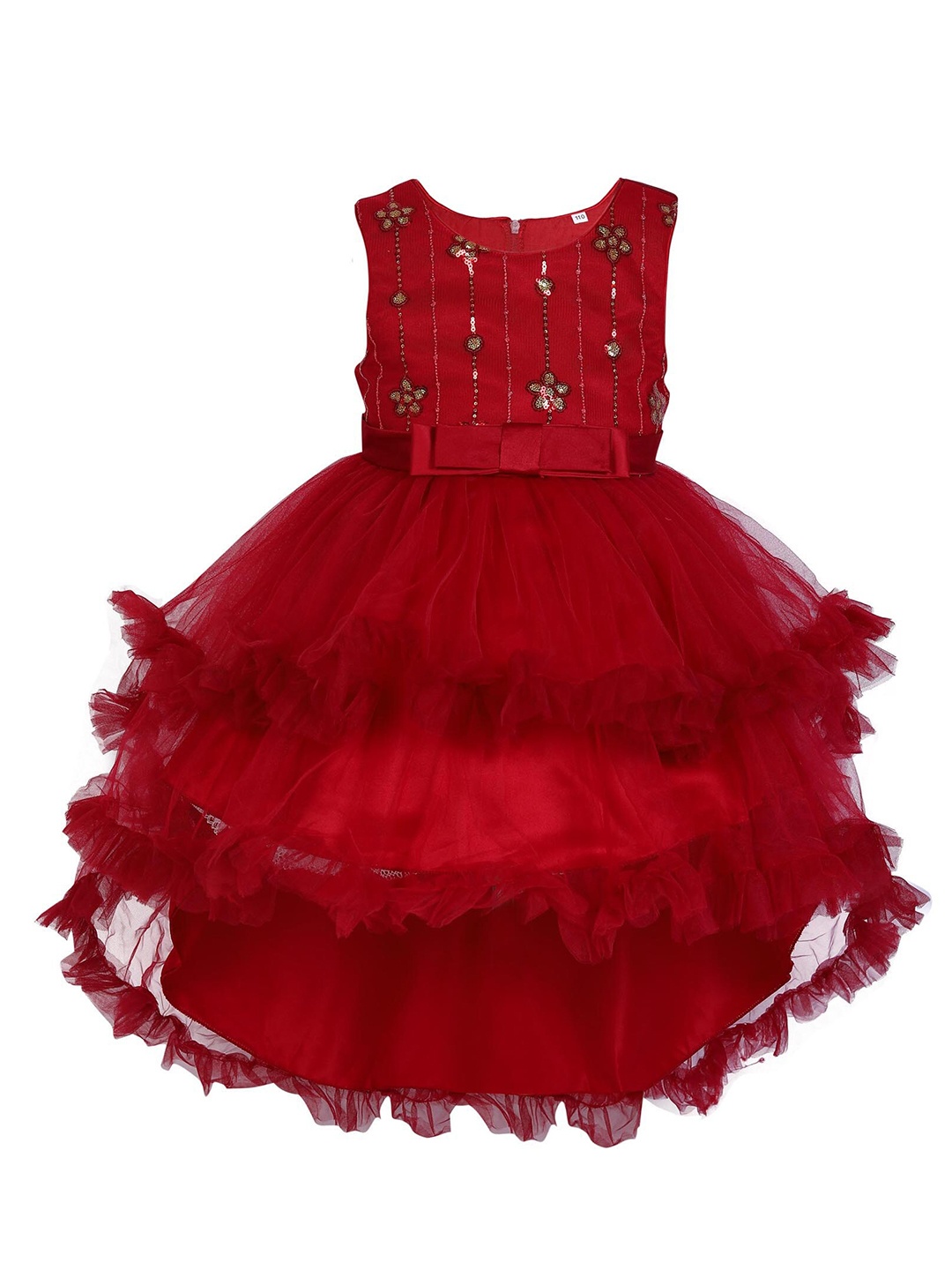 

Hopscotch Girls Maroon Embroidered Embellished Dress