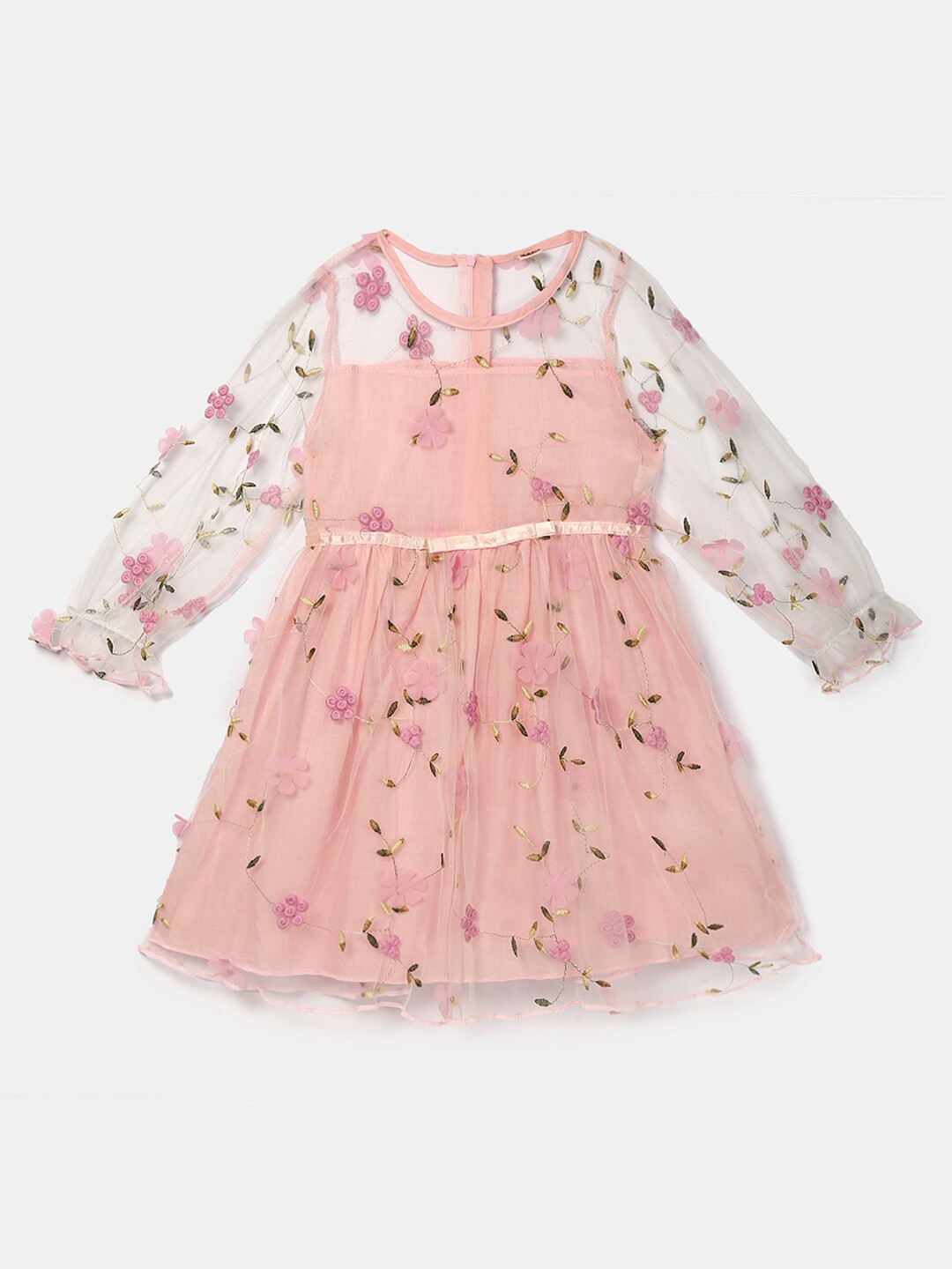 

Hopscotch Pink Floral Embroidered Dress
