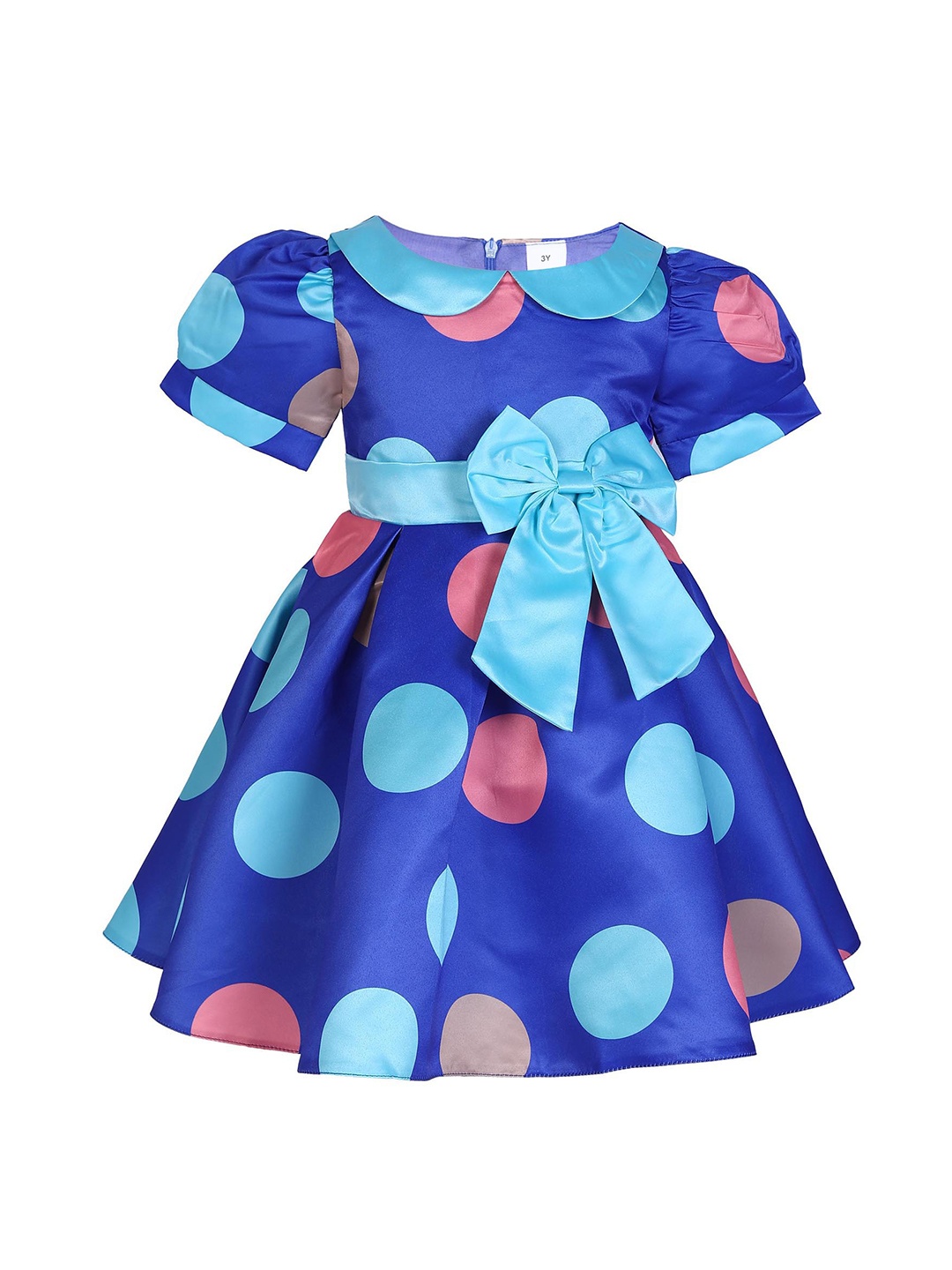 

Hopscotch Blue Polka Dots Printed Dress