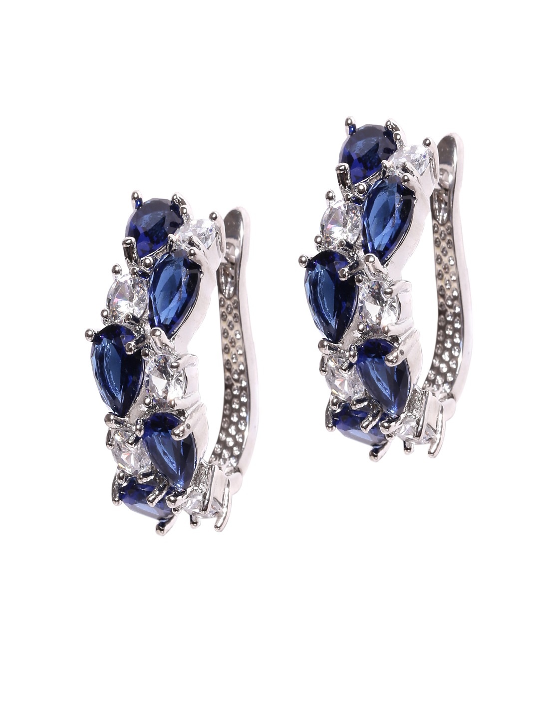

OOMPH Blue Cubic Zirconia Studded Stud Earrings