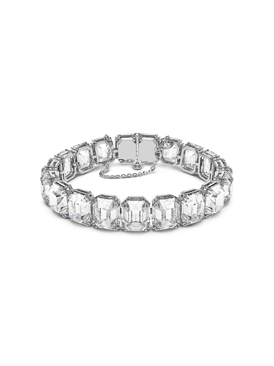 

SWAROVSKI Women White & Silver-Toned Crystals Rhodium-Plated Bangle-Style Bracelet