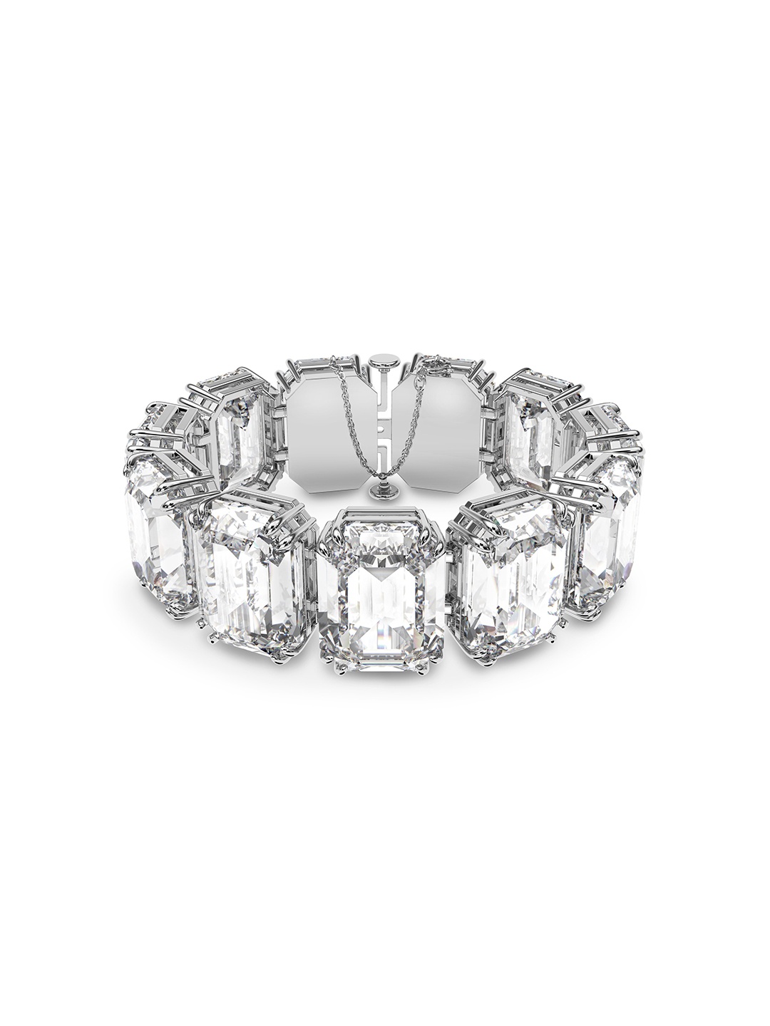 

SWAROVSKI Women White & Silver-Toned Crystals Rhodium-Plated Wraparound Bracelet