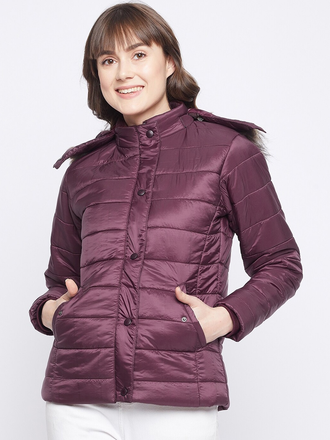 

Adobe Women Burgundy Lightweight Longline Parka Jacket
