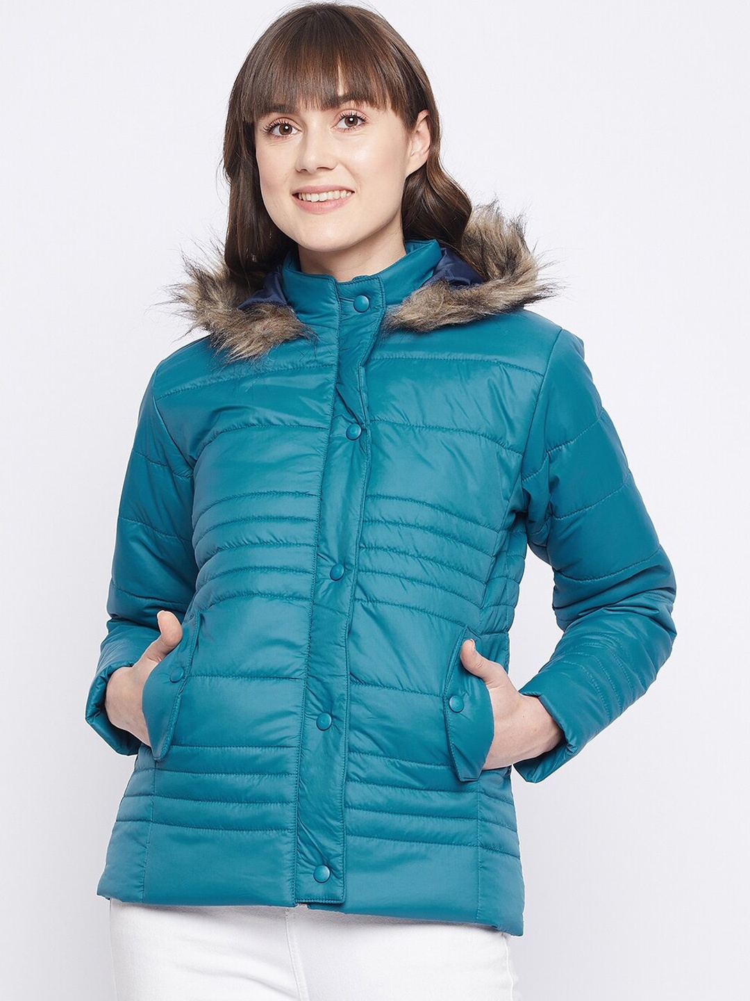 

Adobe Women Teal Blue Lightweight Puffer Jacket