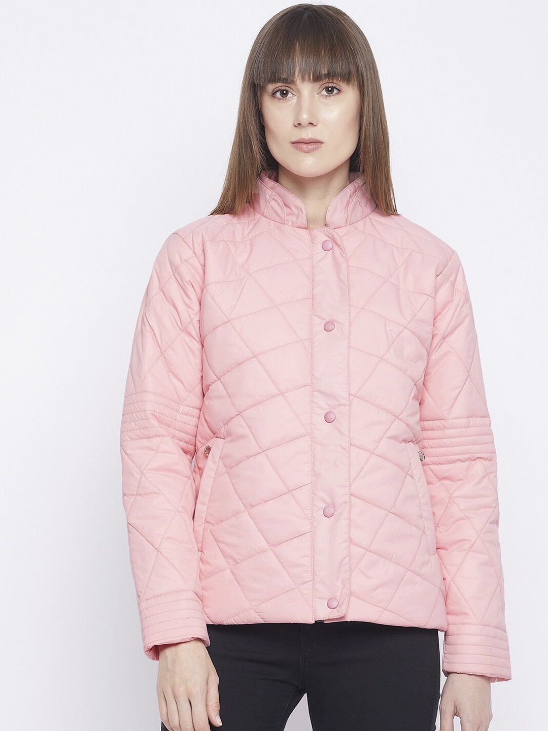 

Adobe Women Pink Lightweight Quilted Jacket with Embroidered