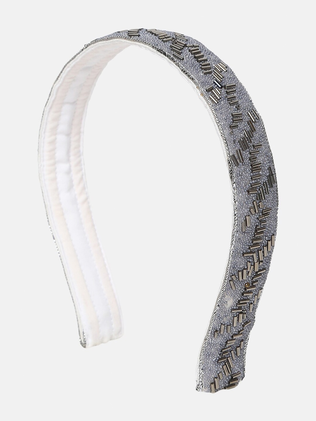 

DEEBACO Women Silver-Toned & Grey Beaded Hairband