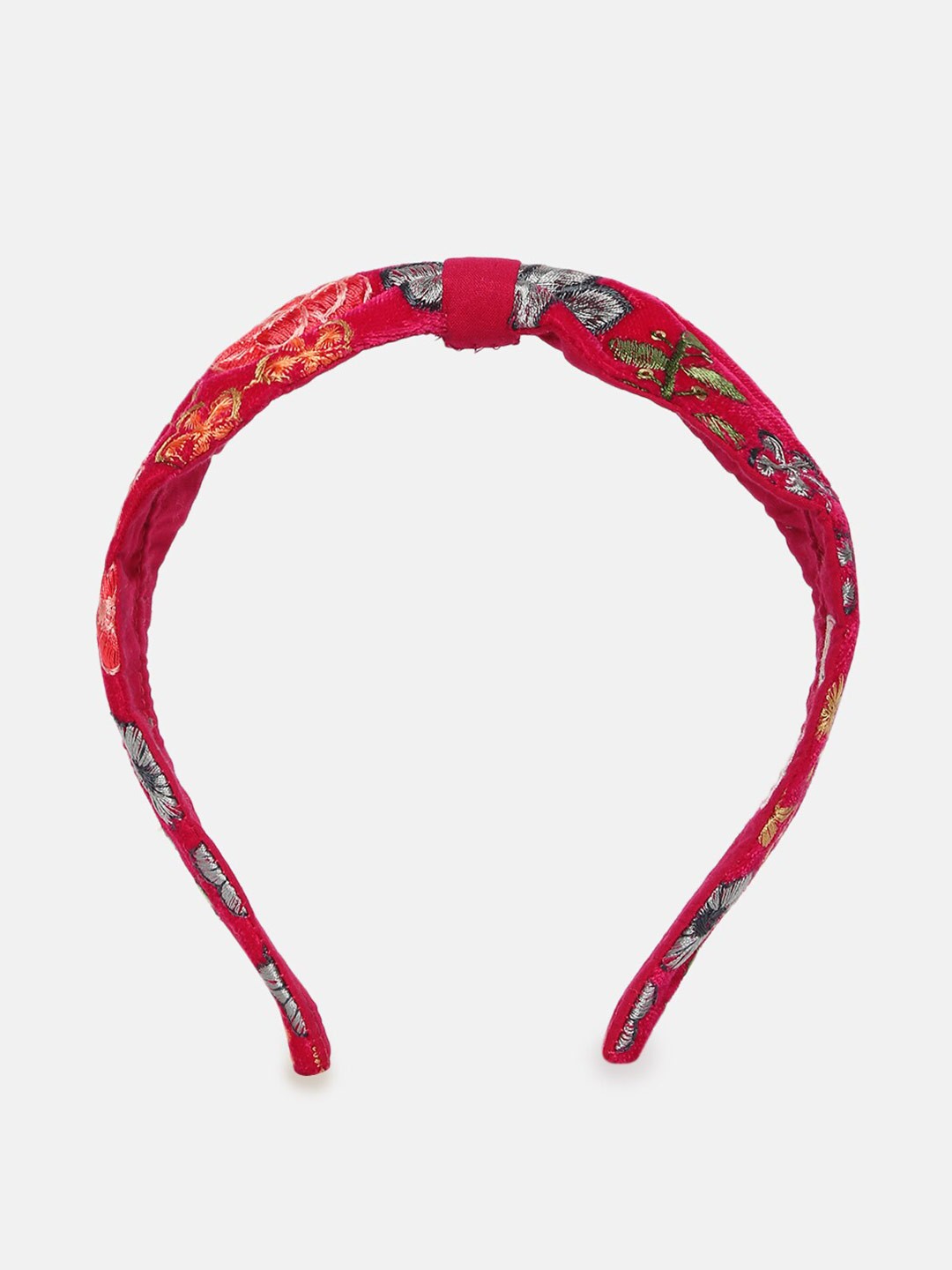 

DEEBACO Women Red & Grey Embroidered Embellished Hairband