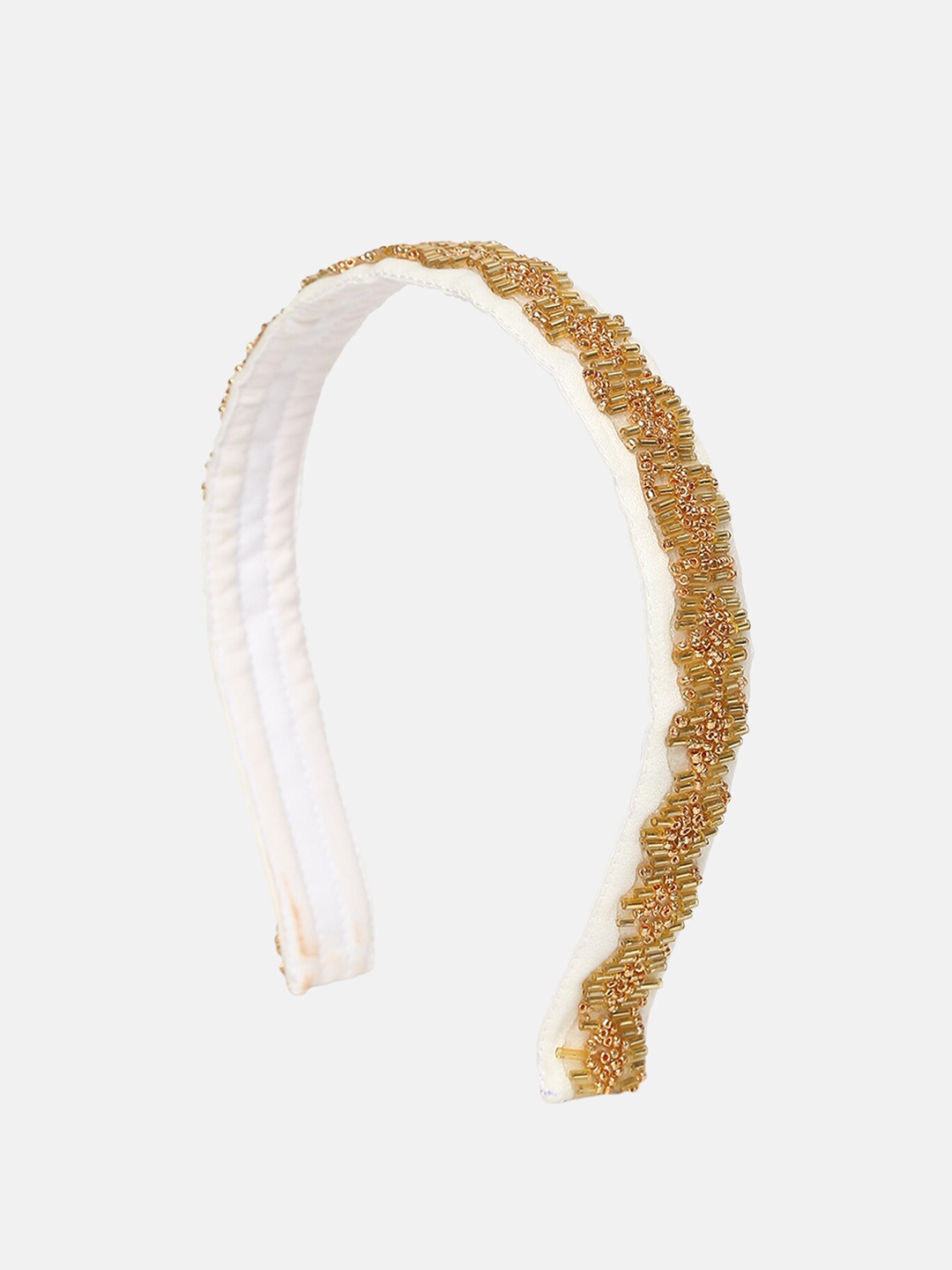 

DEEBACO Women Gold-Toned & White Ornate Beaded Hairband