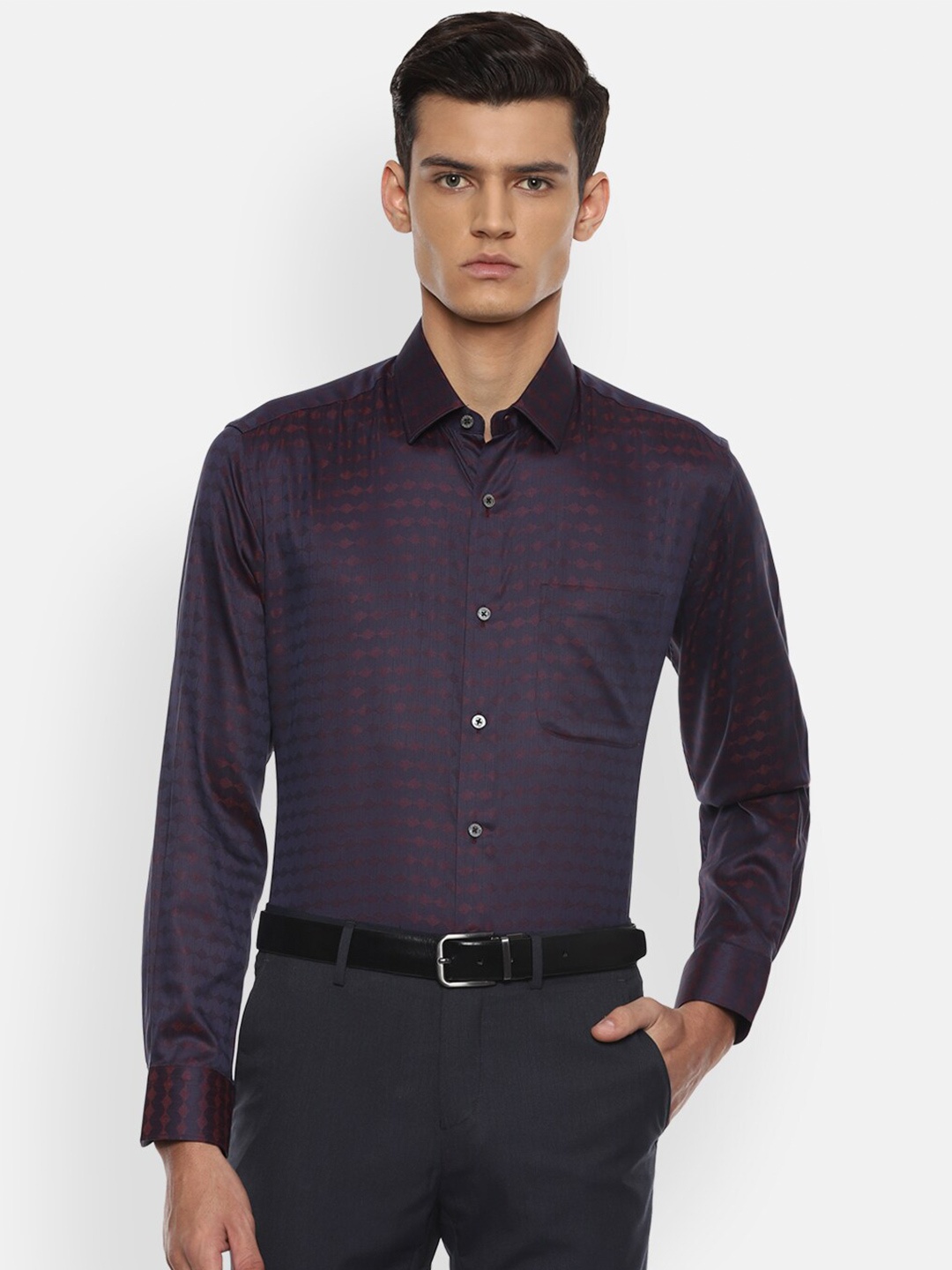 

Luxure by Louis Philippe Men Purple Textured Formal Shirt