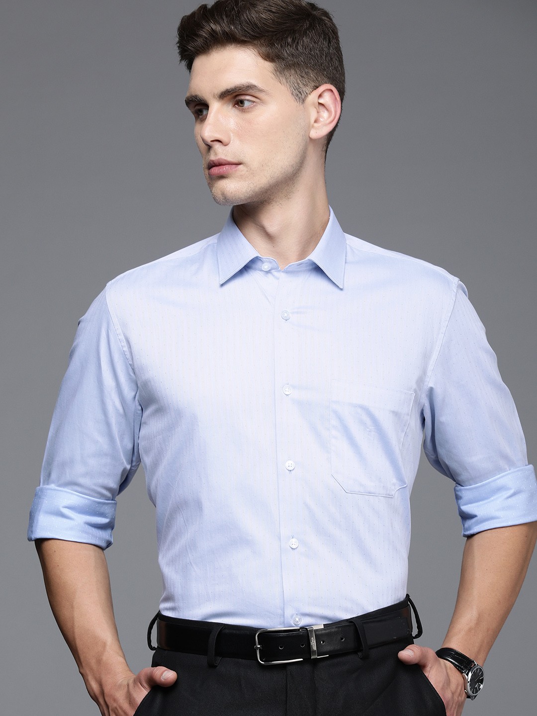 

Louis Philippe Men Blue Slim Fit Printed Formal Shirt