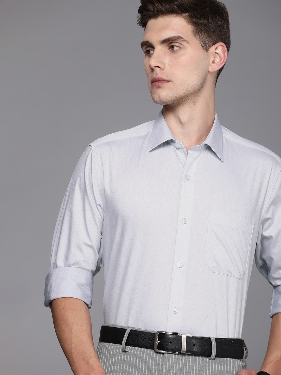 

Louis Philippe Men Grey Slim Fit Casual Shirt