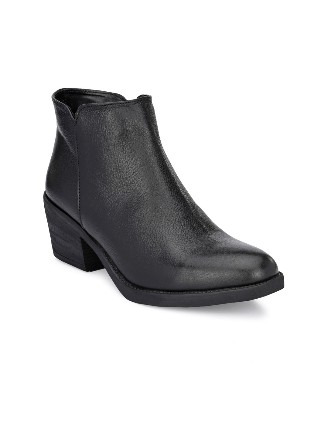 

CARLO ROMANO Women Black Textured Leather Flat Boots