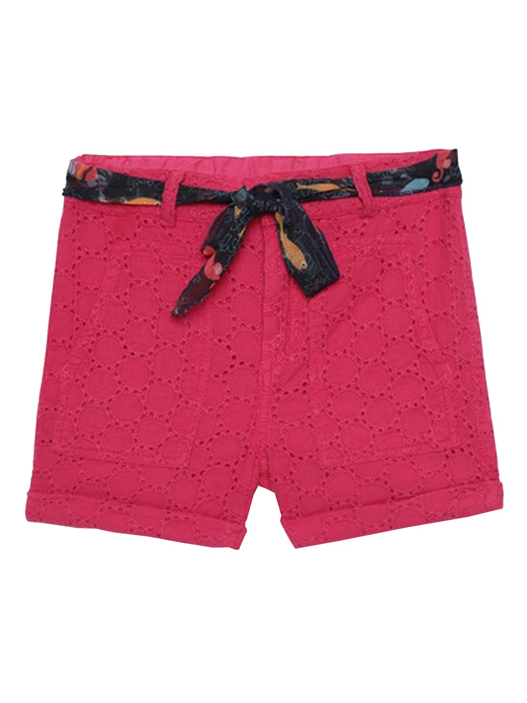 

UNDER FOURTEEN ONLY Girls Pink Self Design Shorts