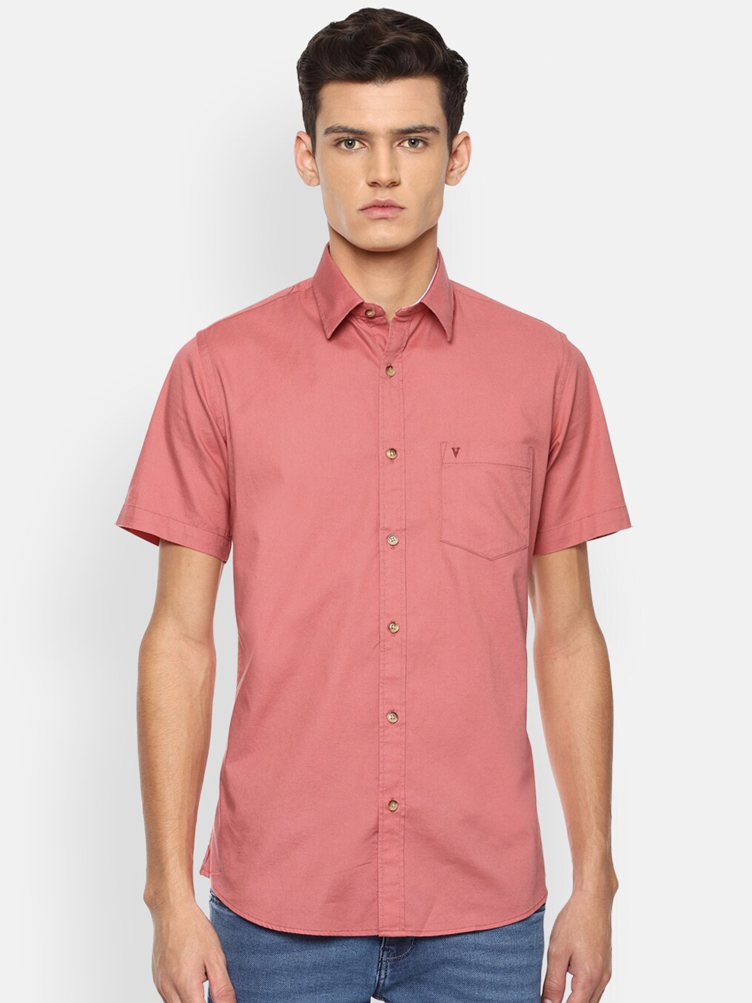 

Van Heusen Sport Men Pink Solid Slim Fit Cotton Casual Shirt