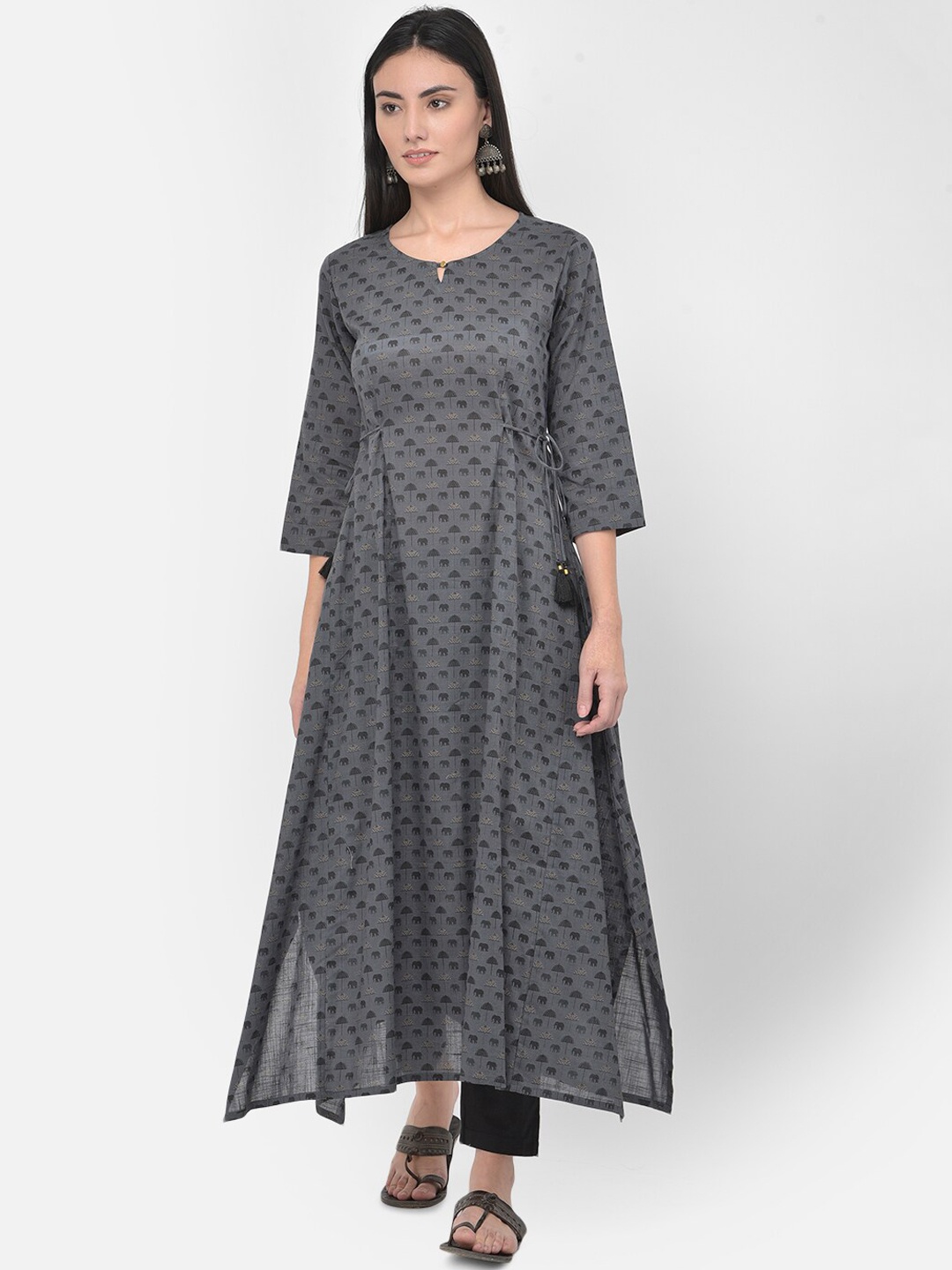 

Span Women Grey Printed A-line Kurta