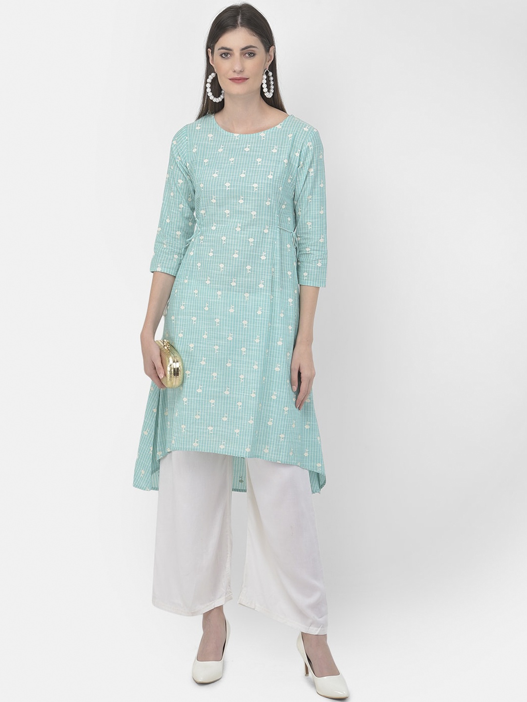 

Span Women Green Printed Thread Work Kurta