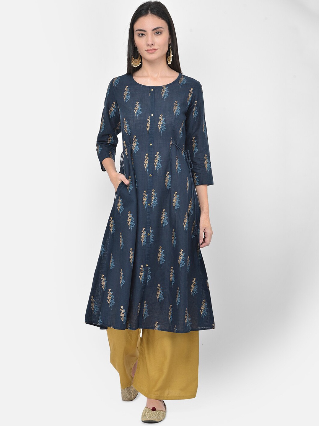 

Span Women Teal Ethnic Motifs Printed Kurta